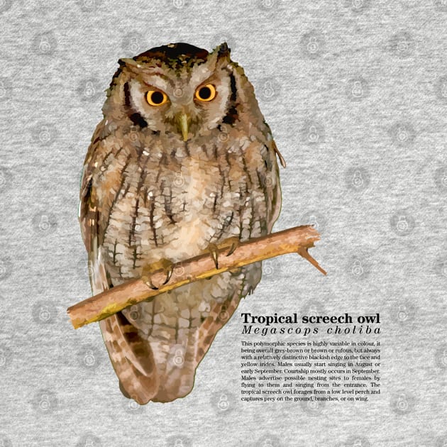 Tropical screech owl black text by Ornamentum